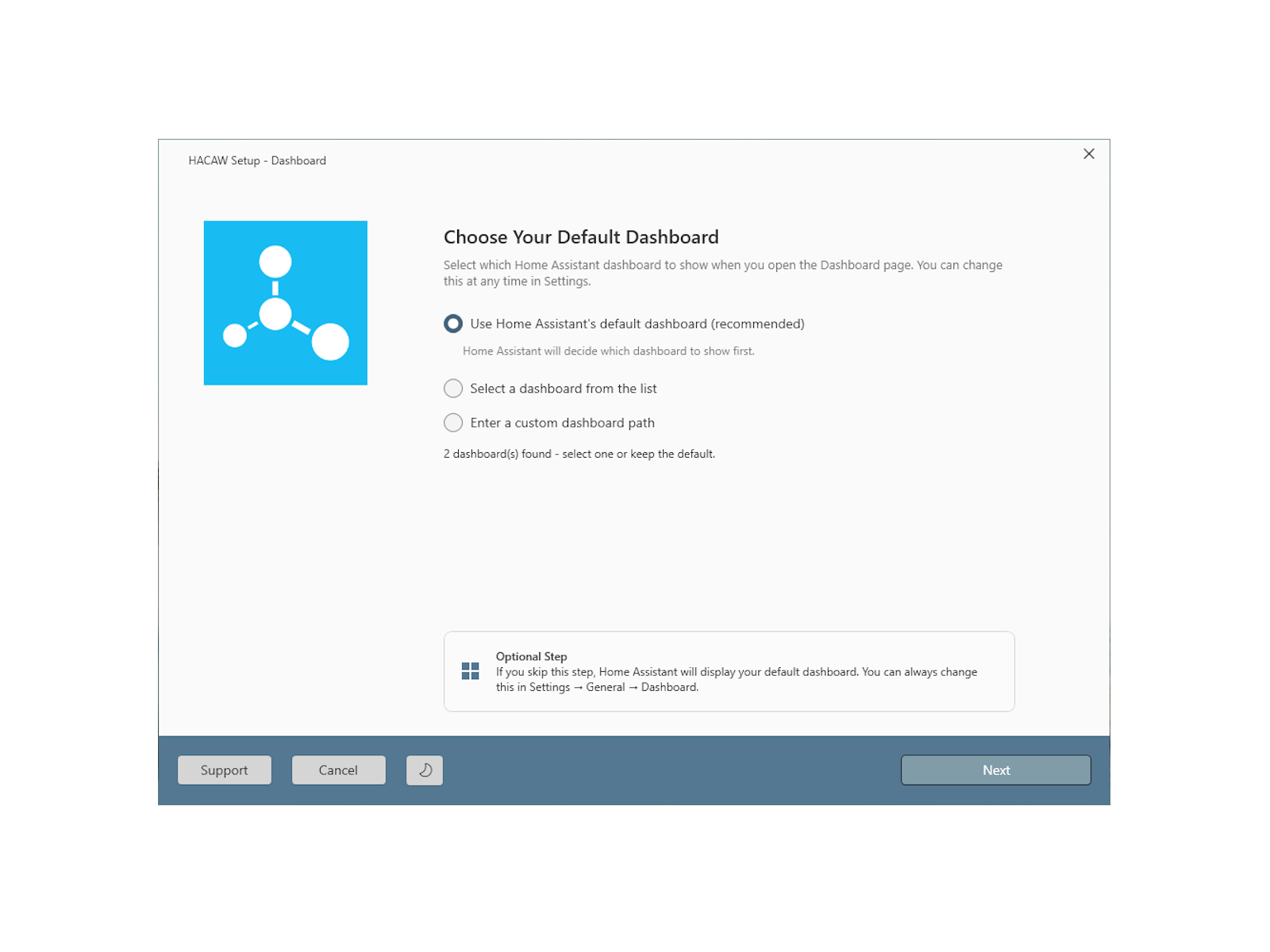 Setup wizard: choose your dashboards - light theme