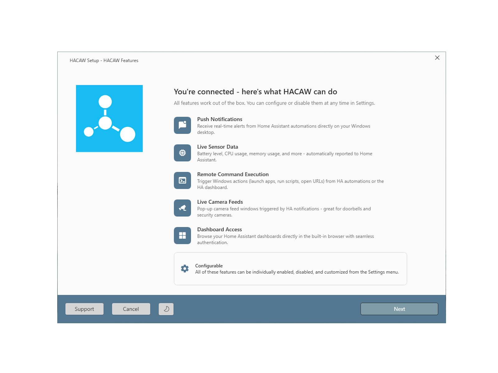 Setup wizard: functionality overview - light theme