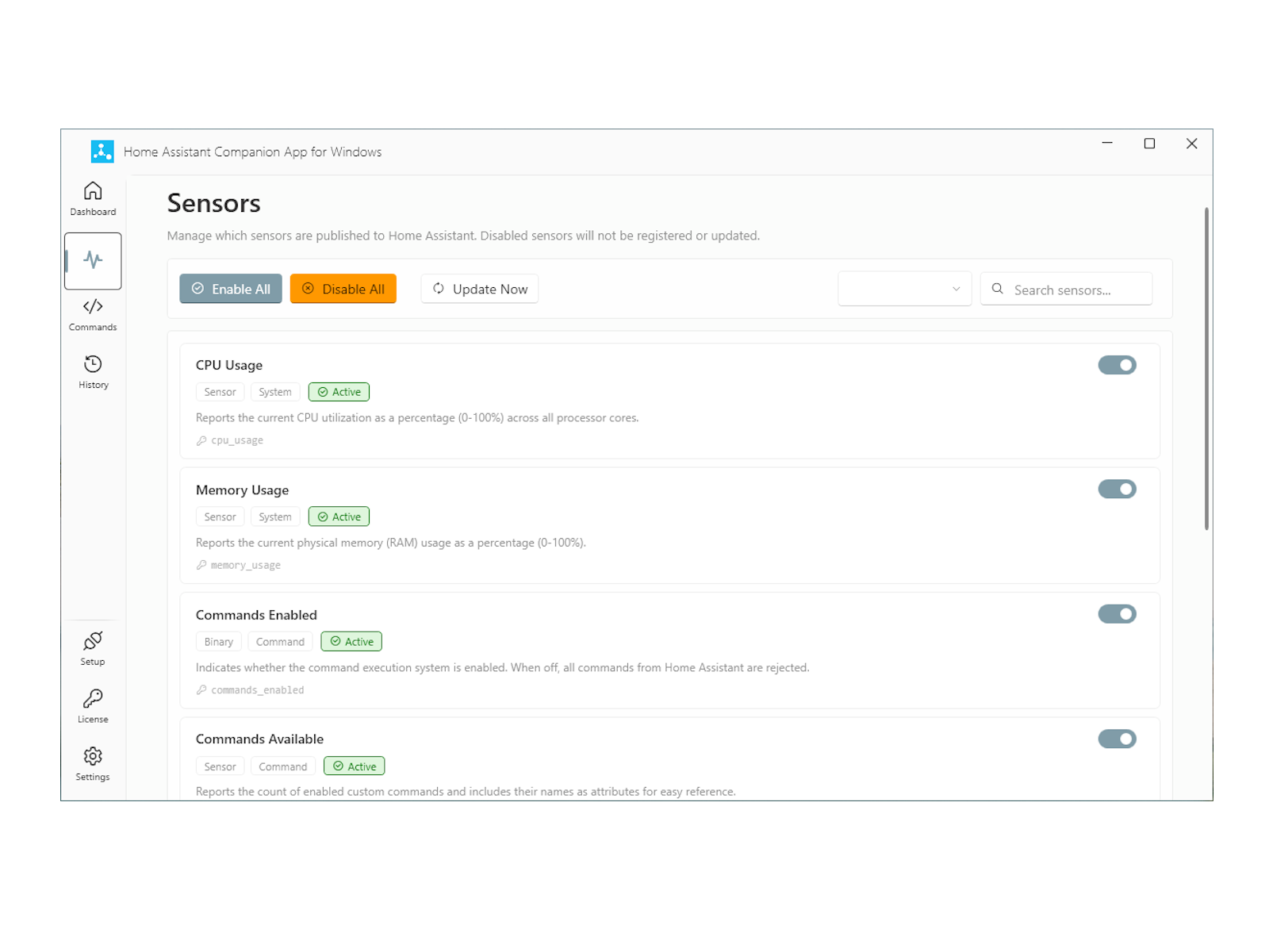 PC health sensors page