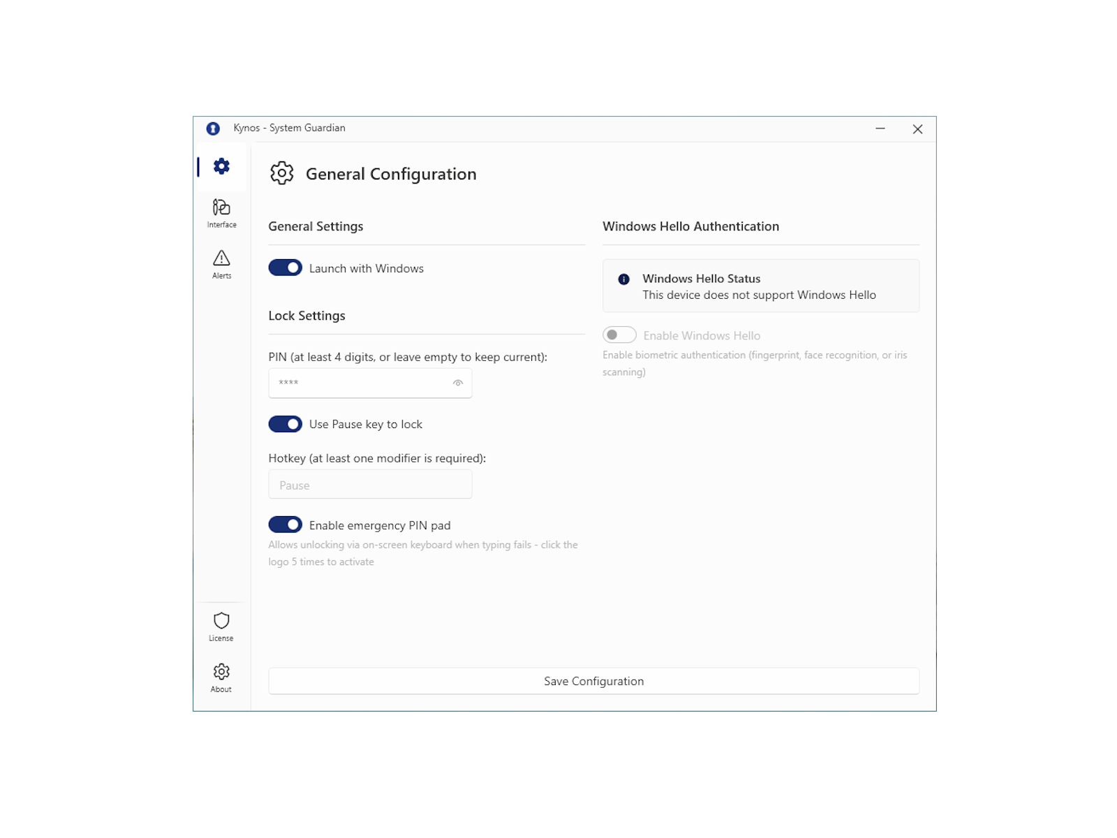 General settings - light theme